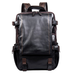 YAAGLE Top Quality Vintage stylish Black School Laptop Backpack waterproof genuine leather bag for Male YG6577 - YAAGLE.com