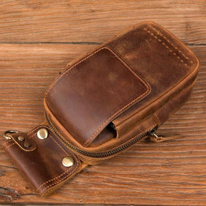 YAAGLE mens genuine leather small Hook Waist Bag Belt Pouch Fanny Pack for Cell Phone YG5547 - YAAGLE.com