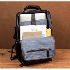 YAAGLE Top Quality Vintage stylish Black School Laptop Backpack waterproof genuine leather bag for Male YG6577 - YAAGLE.com