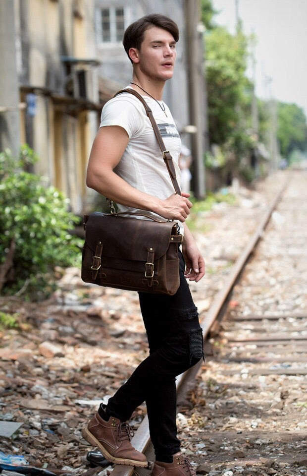 Men's Leather Messenger Bags and Laptop Bags