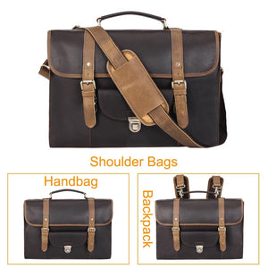 YAAGLE Men's Vintage Leather backpack Satchel Convertible Casual Outdoor Travel School Table Case Multi-Purpose 15.6 Inch Laptop Bag YG7711 - YAAGLE.com