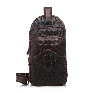 YAAGLE travel crossbody chest bag crocodile grain cow leather single chest bag YG5523 - YAAGLE.com