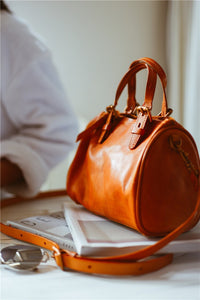 YAAGLE Women Tanned Leather Boston luggage Tote bag YG8815 - YAAGLE.com