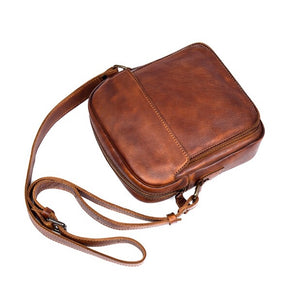YAAGLE vintage crazy horse genuine cowhide leather sling bag YG5885 - YAAGLE.com
