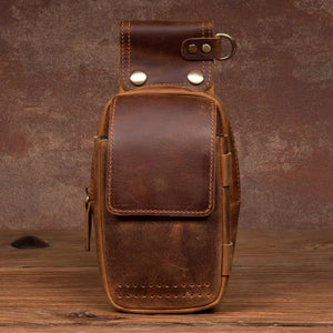 YAAGLE mens genuine leather small Hook Waist Bag Belt Pouch Fanny Pack for Cell Phone YG5547 - YAAGLE.com
