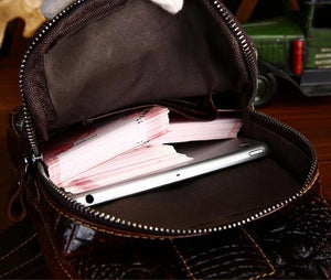 YAAGLE travel crossbody chest bag crocodile grain cow leather single chest bag YG5523 - YAAGLE.com