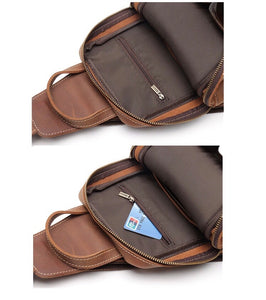 YAAGLE Men Cross Chest Leather Sling Bag with 2 pocket YG20729