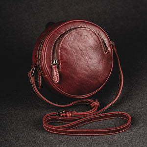 YAAGLE Women Personalized Tanned Leather Round Shoulder Bags YG7120 - YAAGLE.com