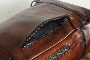 YAAGLE Vintage Unisex Genuine Leather Travel Backpack YGPD2115 - YAAGLE.com