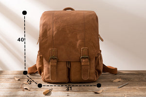 YAAGLE Men's Multi-pockets Crazy Horse Leather 17 inch Travel Backpack YG2010 - YAAGLE.com