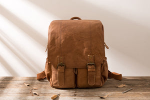 YAAGLE Men's Multi-pockets Crazy Horse Leather 17 inch Travel Backpack YG2010 - YAAGLE.com