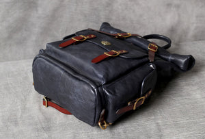 Unisex Fashion Multi-pockets Tanned Leather Travel Backpack YGJWM982 - YAAGLE.com