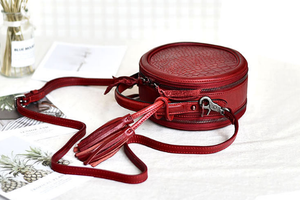 YAAGLE Female Personalized Real Leather Round Cross Body Bag YG8082 - YAAGLE.com