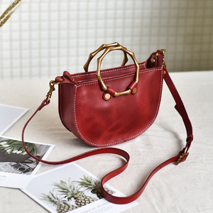 YAAGLE Fashion Metal Handles Genuine Leather Cross Body Bag YG377 - YAAGLE.com